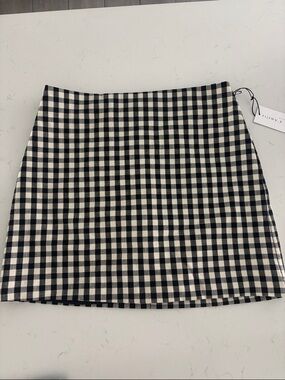 Checked Mini Skirt in Black and Cream